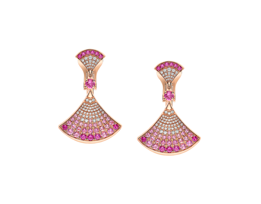 Bob Aeris Fan Starlet Shimmer Earrings， Rose Gold，Rubies — real photo 2