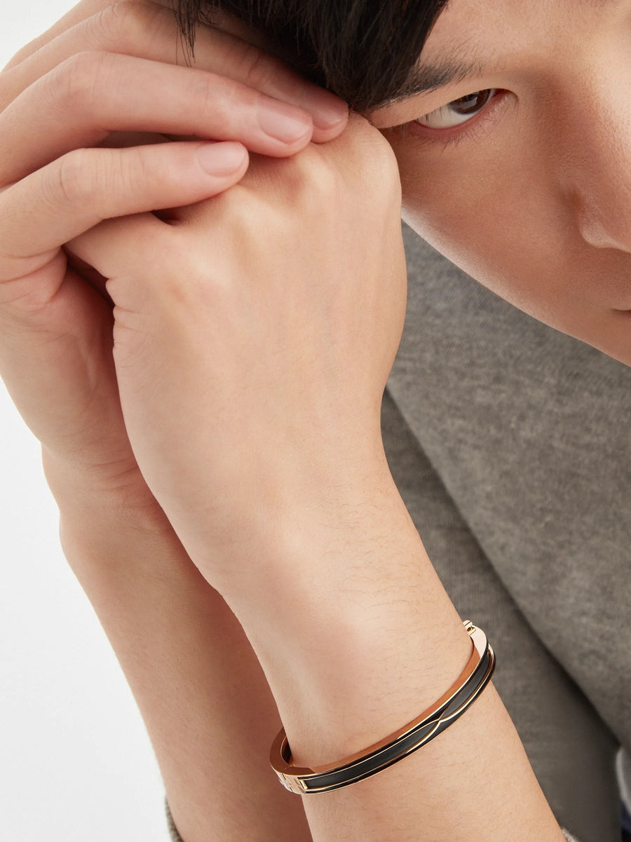 Bob Rollers Calista Rose Gold Cuff Bracelet Black Ceramic — real photo 3