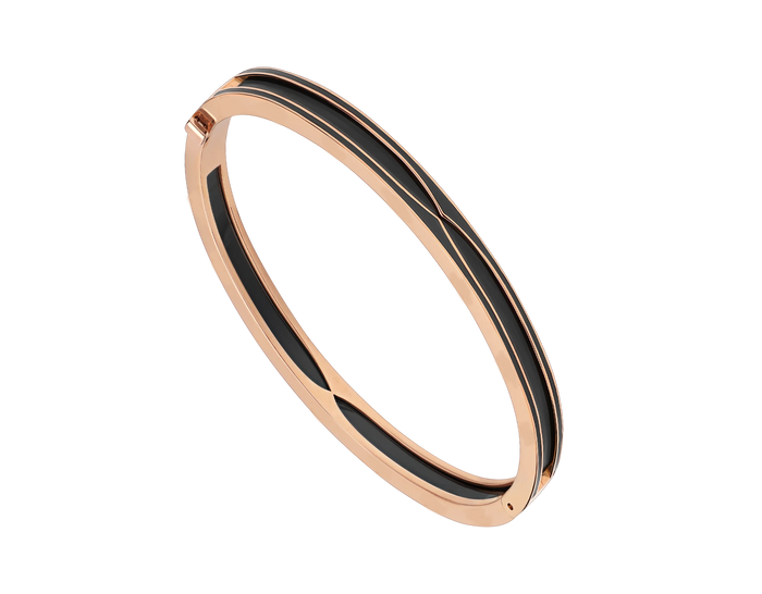 Bob Rollers Calista Rose Gold Cuff Bracelet Black Ceramic — real photo 4