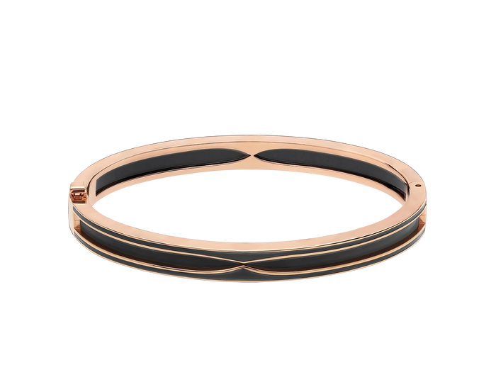 Bob Rollers Calista Rose Gold Cuff Bracelet Black Ceramic — real photo 6