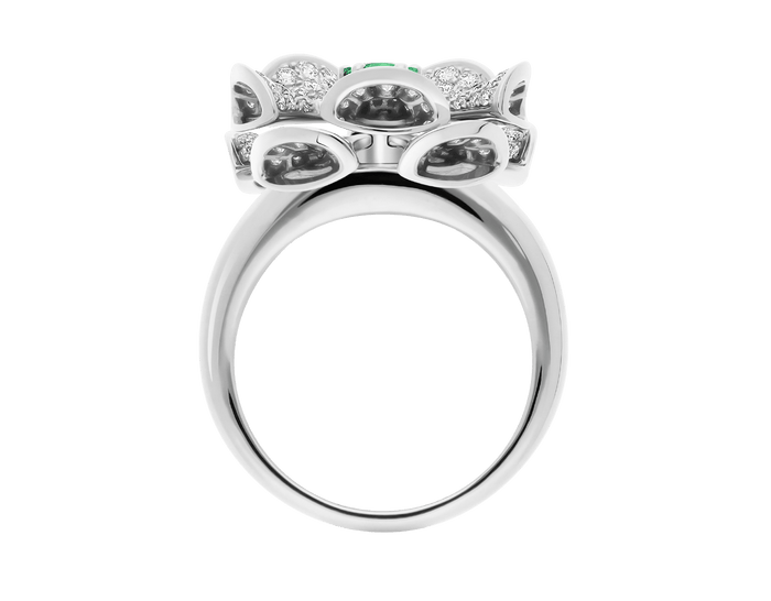 Bob Aeris Fan Starlet Shimmer Ring， White Gold ， Emeralds — real photo 4