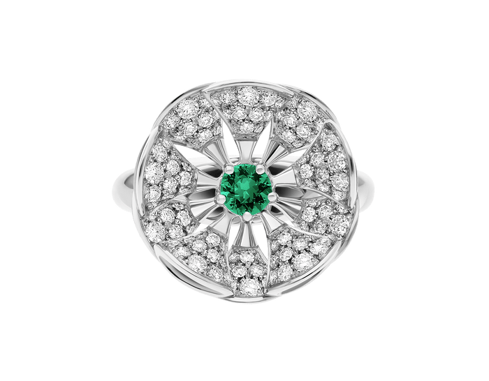 Bob Aeris Fan Starlet Shimmer Ring， White Gold ， Emeralds — real photo 5