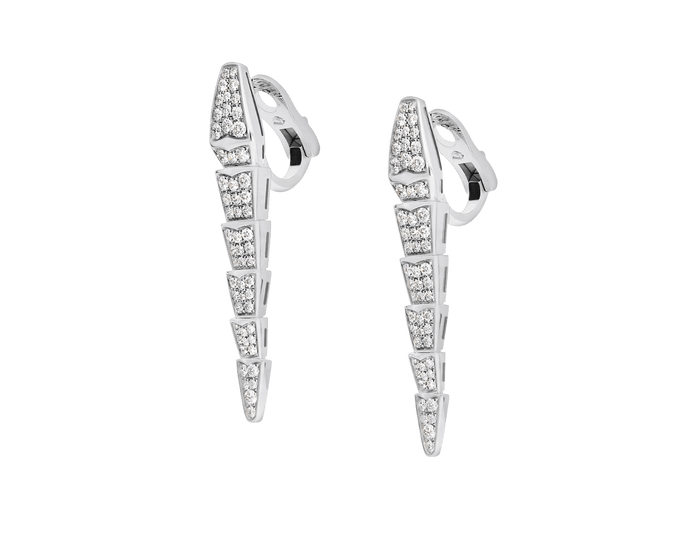 Bob Snake Lovato Dangle Earrings Full Pavé Moissanite — real photo 5