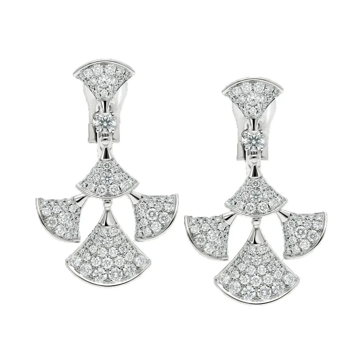Bob Aeris Fan Starlet Shimmer Earrings， White Gold，4 Fan Motif — real photo 1