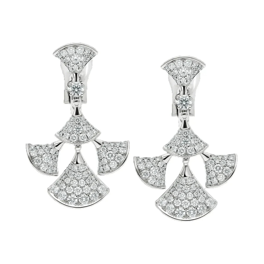 Bob Aeris Fan Starlet Shimmer Earrings， White Gold，4 Fan Motif — real photo 2