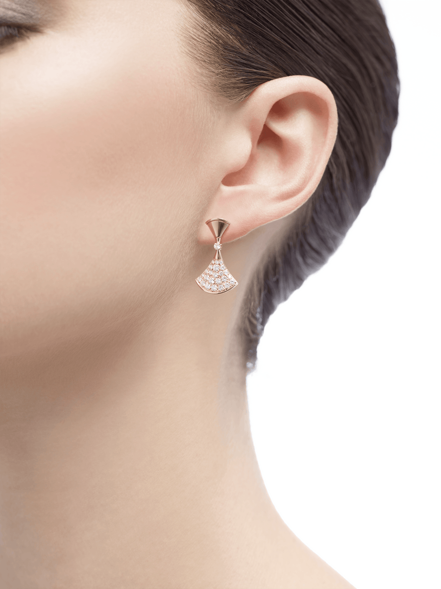 Bob Aeris Fan Starlet Shimmer Earrings,Moissanite | Yellow, Rose & White Gold — real photo 3