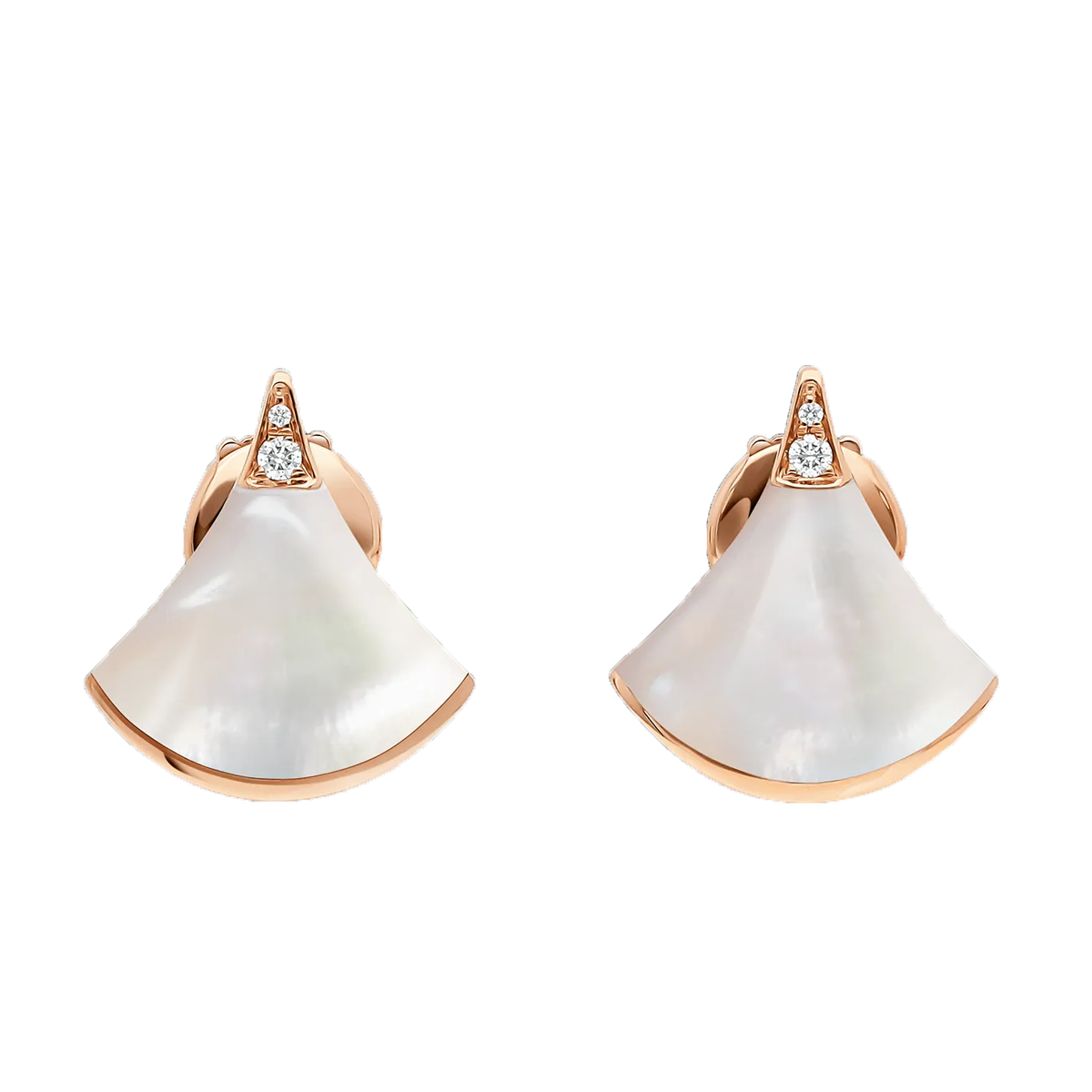 Bob Aeris Fan Essential  Earrings ，Rose Gold ，Moissanite & Mother of Pearl，Small — real photo 1
