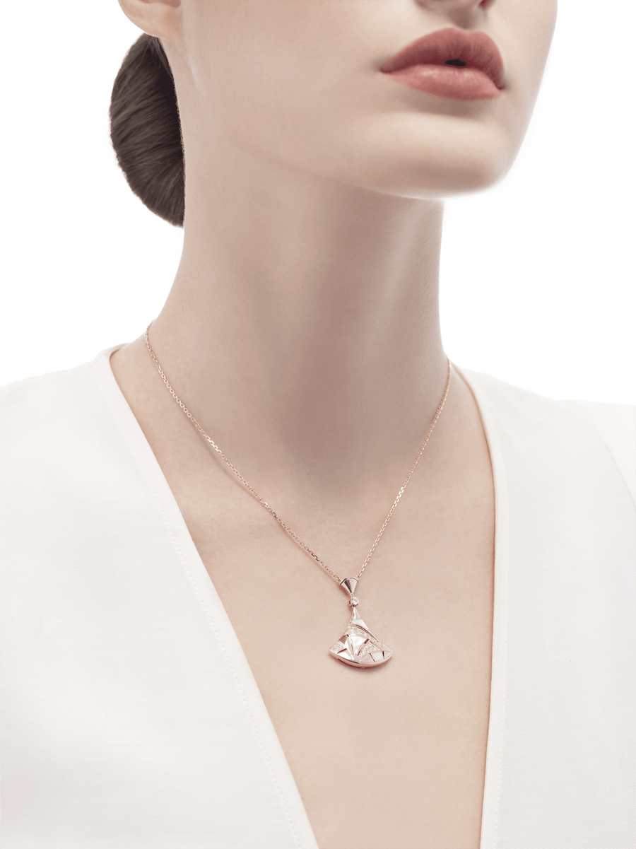 Bob Aeris Fan Essential  Necklace, Rose Gold, Emptiness and Moissanite — real photo 3