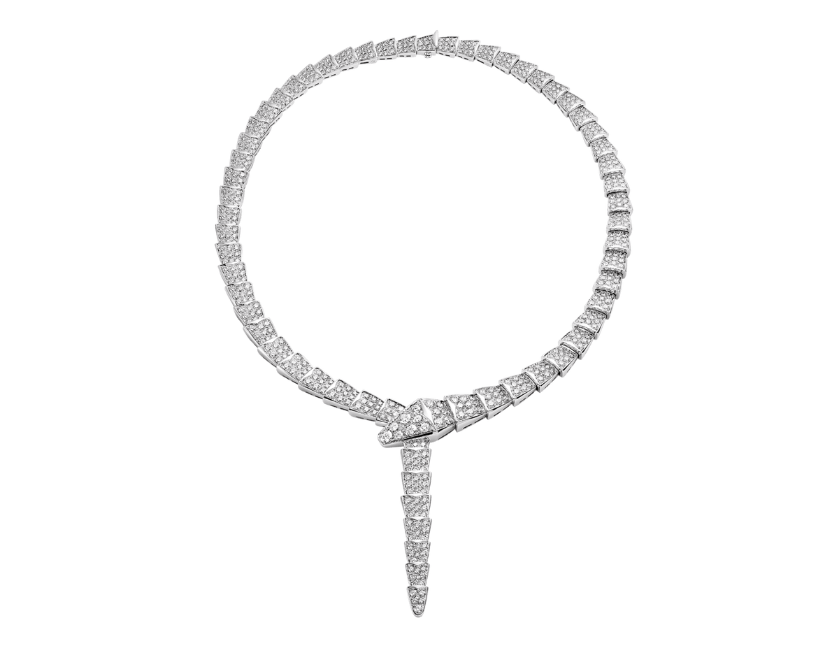 Bob Snake Lovato Necklace – Full Pavé Moissanite | Yellow, Rose & White Gold — real photo 1