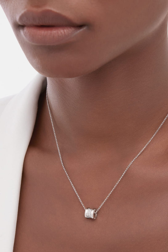 Bob Rollers Cordelia Necklace, pavé Moissanite| Yellow, Rose & White Gold — real photo 4