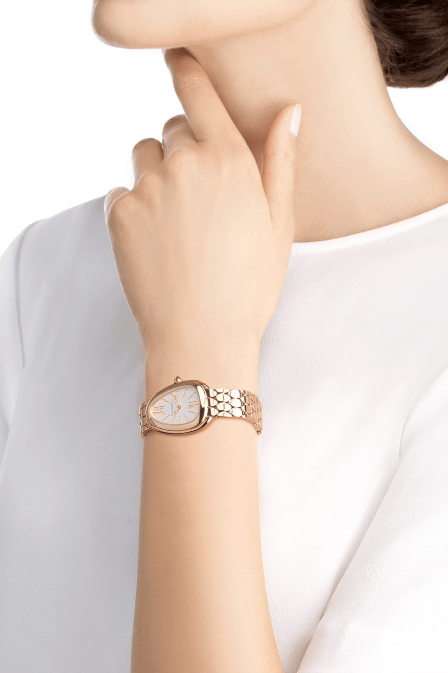 Bob Snake Soraya Rose Gold Watch Bezel And Crown Set With 1 Cab Cut Pink Rubellite — real photo 3