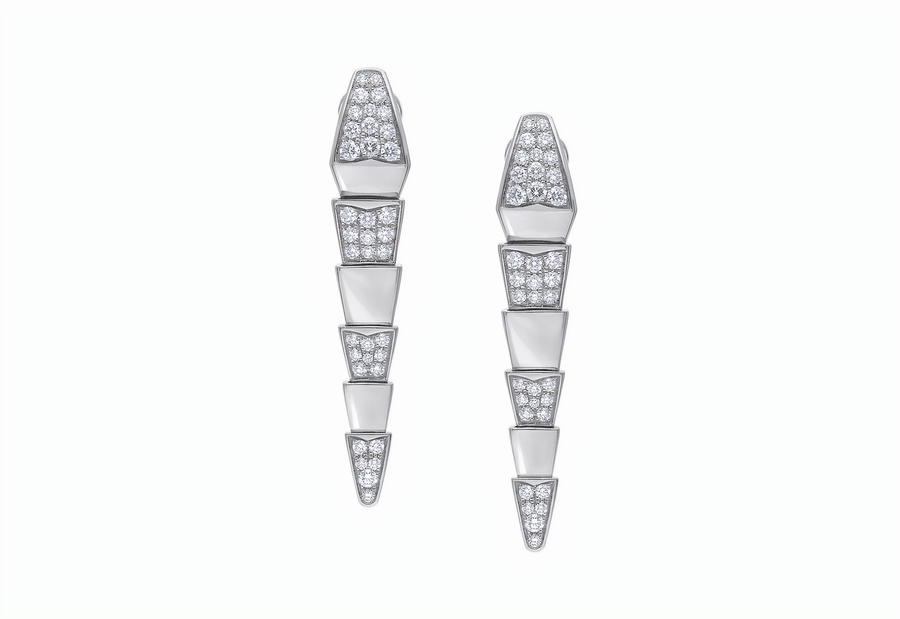 Bob Snake Lovato Serpent Earrings – Matte Gold Finish with Moissanite Accents — real photo 2
