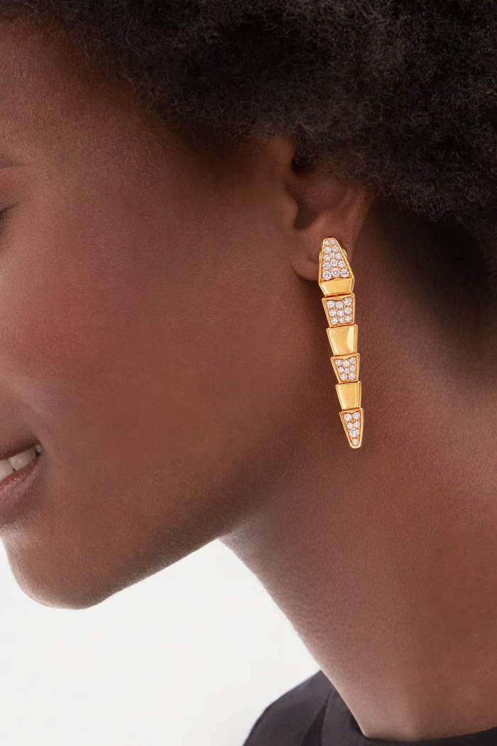 Bob Snake Lovato Serpent Earrings – Matte Gold Finish with Moissanite Accents — real photo 5