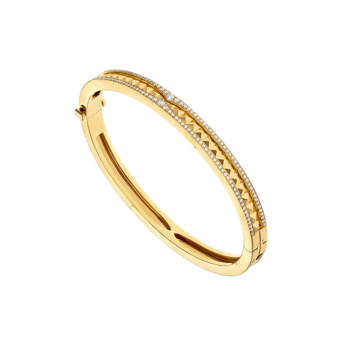 Bob Rollers Gear Bracelet ,Moissanite Pavé Stud| Yellow, Rose & White Gold — real photo 1