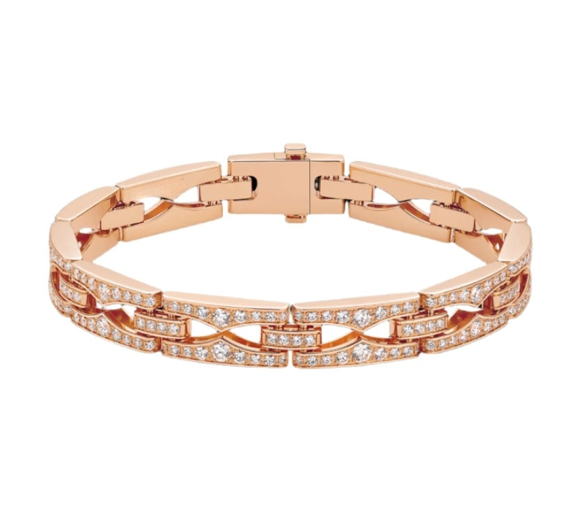 Bob Aura Chain Bracelet, Moissanite, Full Pave Set | Rose & White Gold — real photo 2